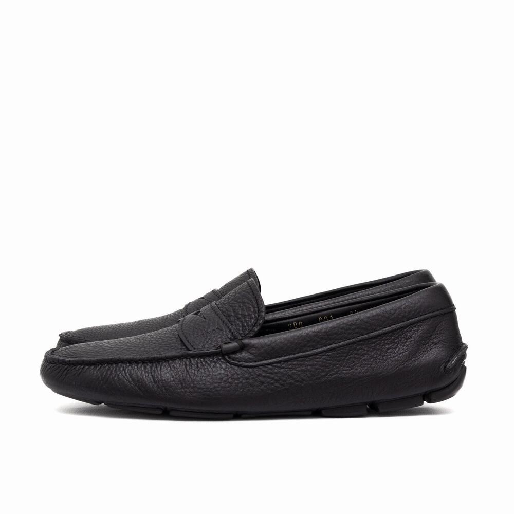 950$ PRADA Men’s Black Daino Leather Slip On Driving Penny Loafer Shoes US10.5 - Picture 10 of 16